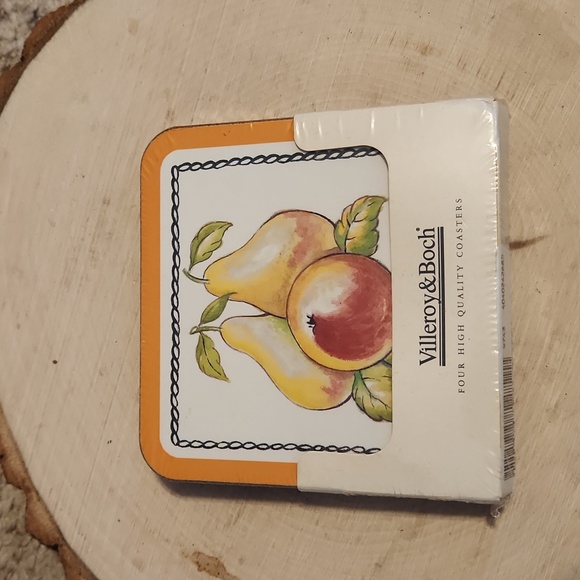 Villeroy & Boch Pear & Fruit Design Coasters Set 4 NEW - Picture 1 of 4